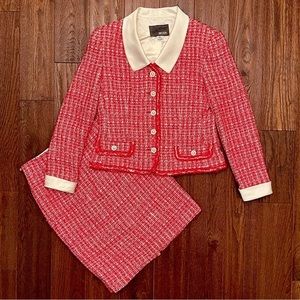 Rickie Freeman for T.J. Suits Ladies Red & White Tweed Suit